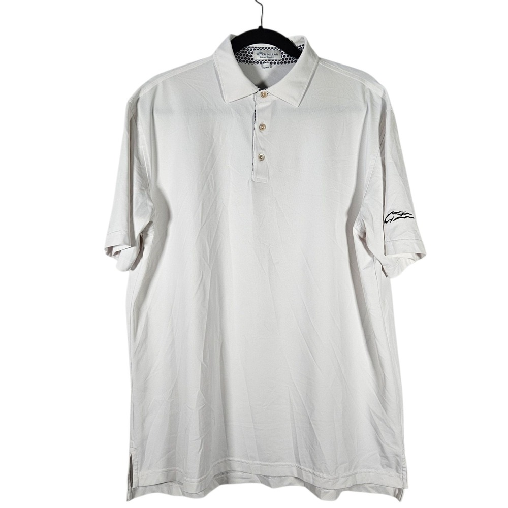 Peter Millar Summer Comfort Polo Shirt Men's sx L White Golf Performance Stretch